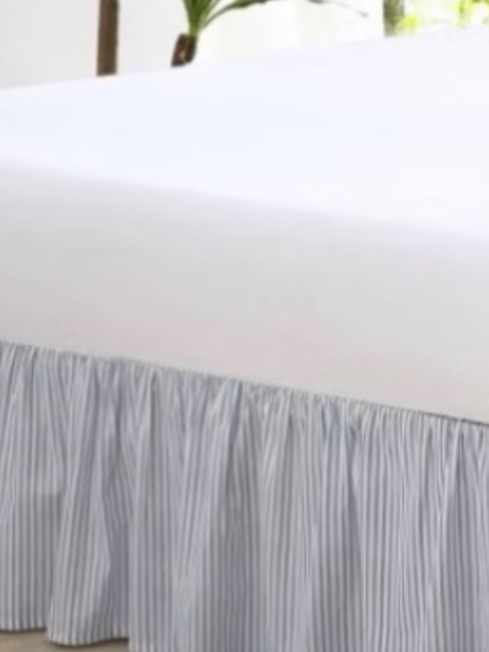 Laura Ashley FULL Bedskirt Blue Ruffled Pin Stripe ~ Charming - Picture 6 of 6
